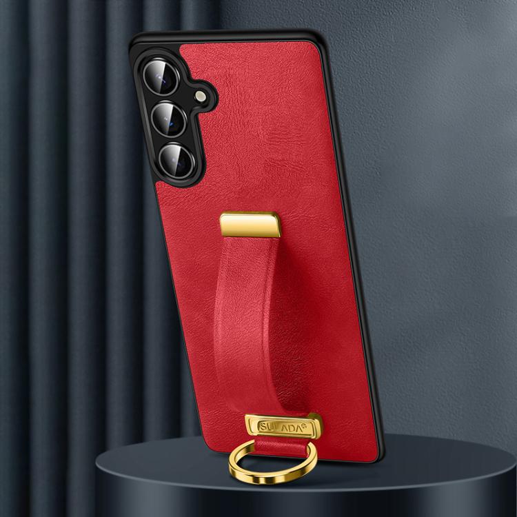 For Samsung Galaxy S25+ 5G SULADA PC Hybrid Leather Texture Skin Feel Shockproof Phone Case(Red) - Galaxy S25+ 5G Cases by SULADA | Online Shopping South Africa | PMC Jewellery | Buy Now Pay Later Mobicred