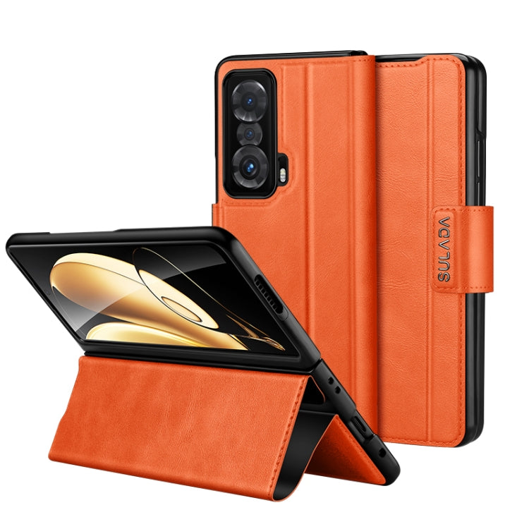 For Honor Magic V SULADA All-inclusive Magnetic Snap Flip Leather Phone Case(Orange) - Honor Cases by SULADA | Online Shopping South Africa | PMC TechLife | Buy Now Pay Later Mobicred