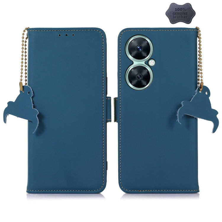 For Huawei Nova 11i / Maimang 20 5G / Enjoy 60 Pro Genuine Leather Magnetic RFID Leather Phone Case(Blue) - free shipping - PMC TechLife - Order now!