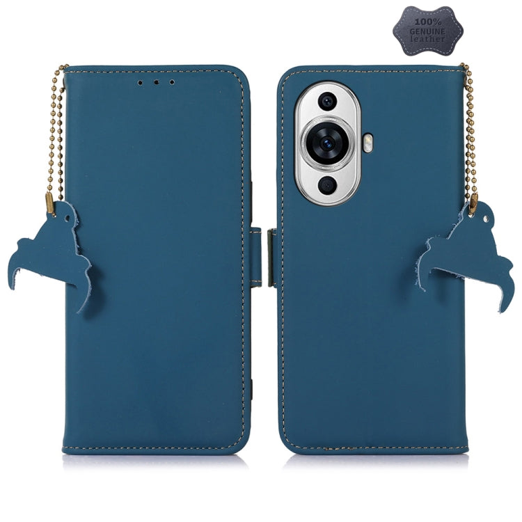 For Huawei Nova 11 Pro / Nova 11 Ultra Genuine Leather Magnetic RFID Leather Phone Case(Blue) - Huawei Cases by PMC TechLife | Online Shopping South Africa | PMC TechLife | Buy Now Pay Later Mobicred