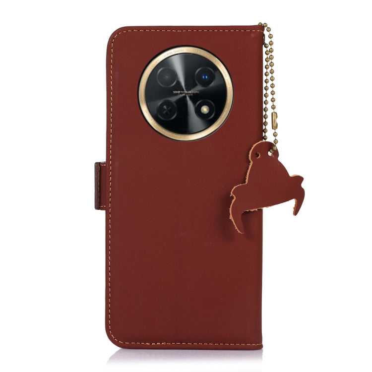 For Huawei Enjoy 60X / Nova Y91 4G Genuine Leather Magnetic RFID Leather Phone Case(Coffee) - Huawei Cases by PMC TechLife | Online Shopping South Africa | PMC TechLife | Buy Now Pay Later Mobicred