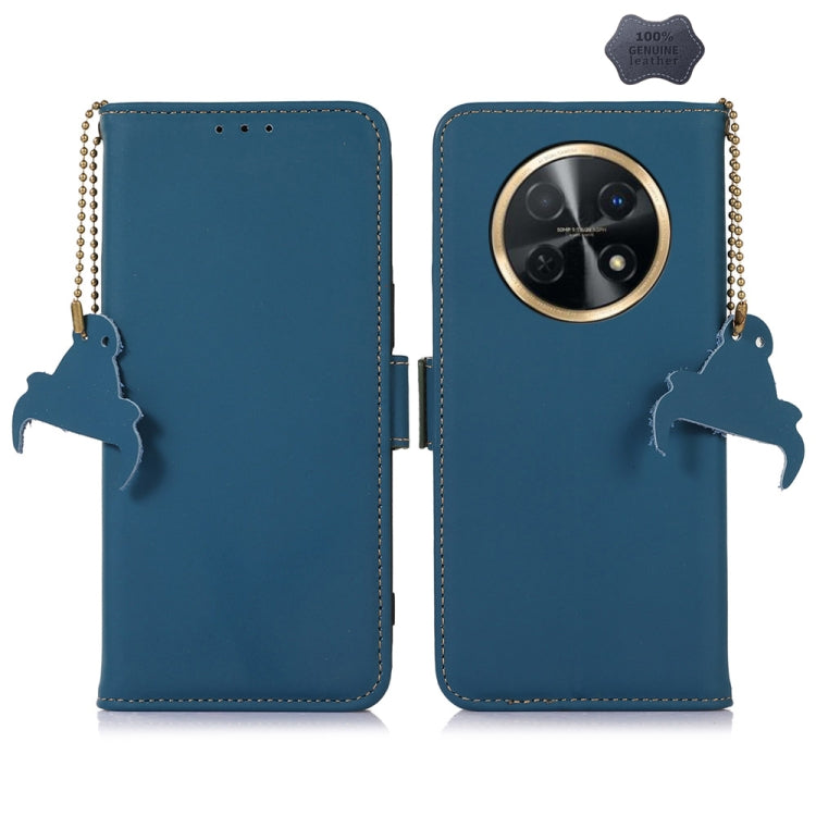 For Huawei Enjoy 60X / Nova Y91 4G Genuine Leather Magnetic RFID Leather Phone Case(Blue) - Huawei Cases by PMC TechLife | Online Shopping South Africa | PMC TechLife | Buy Now Pay Later Mobicred