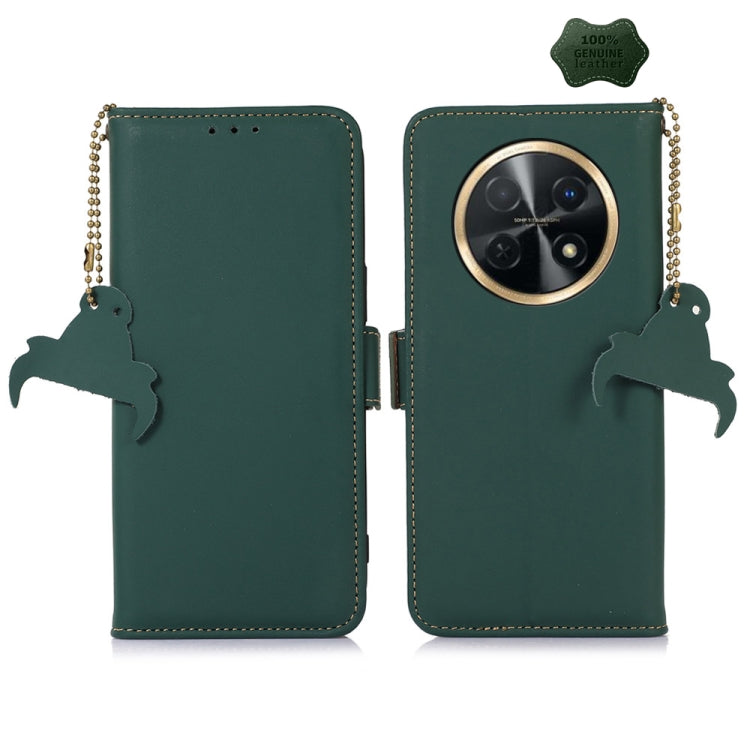 For Huawei Enjoy 60X / Nova Y91 4G Genuine Leather Magnetic RFID Leather Phone Case(Green) - Huawei Cases by PMC TechLife | Online Shopping South Africa | PMC TechLife | Buy Now Pay Later Mobicred