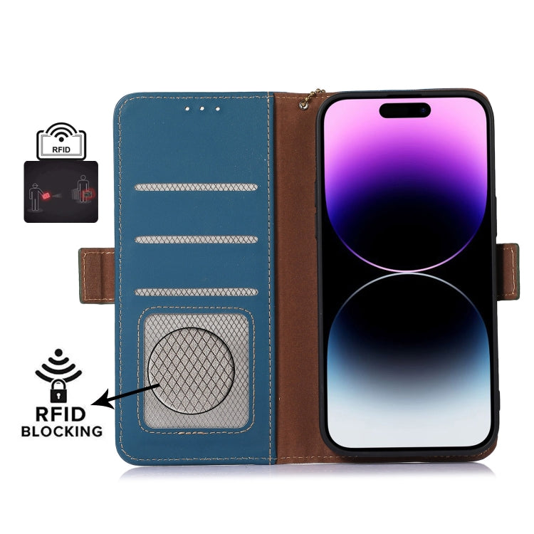 For Huawei Mate 60 Genuine Leather Magnetic RFID Leather Phone Case(Blue) - Huawei Cases by PMC TechLife | Online Shopping South Africa | PMC TechLife | Buy Now Pay Later Mobicred