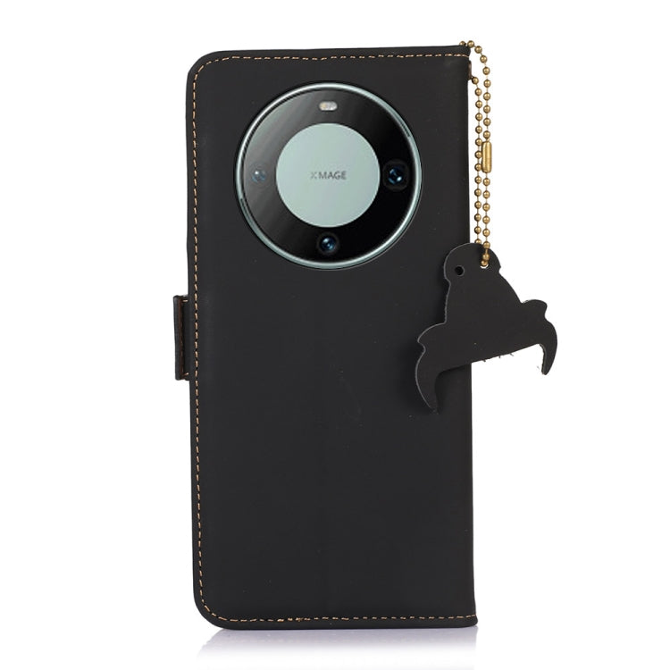 For Huawei Mate 60 Pro Genuine Leather Magnetic RFID Leather Phone Case(Black) - Huawei Cases by PMC TechLife | Online Shopping South Africa | PMC TechLife | Buy Now Pay Later Mobicred