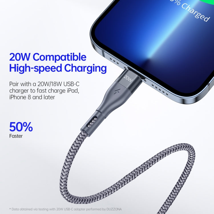 DUZZONA A1 PD 20W Type-C to 8 Pin Fast Charging Data Cable, Length:3m(Grey) - free shipping - PMC Jewellery - Order now!