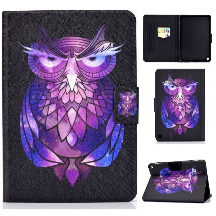 For Amazon Fire Max 11 2023 Colored Drawing Smart Leather Tablet Case(Owl) - Amazon by PMC TechLife | Online Shopping South Africa | PMC TechLife | Buy Now Pay Later Mobicred