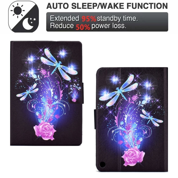 For Amazon Fire Max 11 2023 Colored Drawing Smart Leather Tablet Case(Dragonfly) - Amazon by PMC TechLife | Online Shopping South Africa | PMC TechLife | Buy Now Pay Later Mobicred