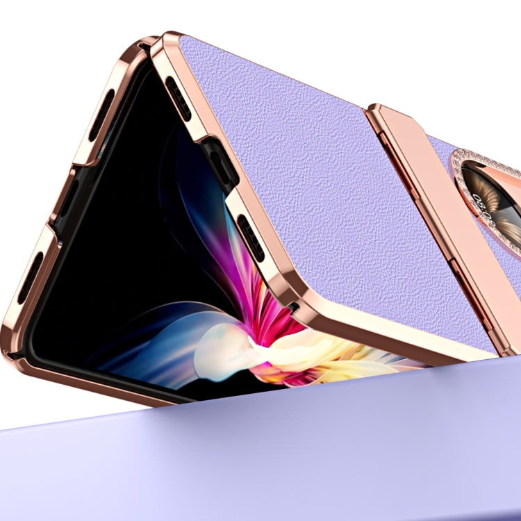 For Huawei P50 Pocket Plated Plain Leather Folding Phone Case with Hinge(Gold) - Huawei Cases by PMC TechLife | Online Shopping South Africa | PMC TechLife | Buy Now Pay Later Mobicred