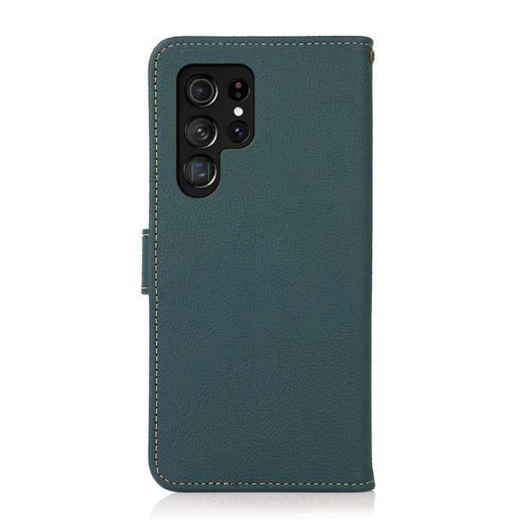 For Samsung Galaxy S24 Ultra KHAZNEH Custer Genuine Leather RFID Phone Case(Green) - Galaxy Phone Cases by PMC Jewellery | Online Shopping South Africa | PMC Jewellery | Buy Now Pay Later Mobicred