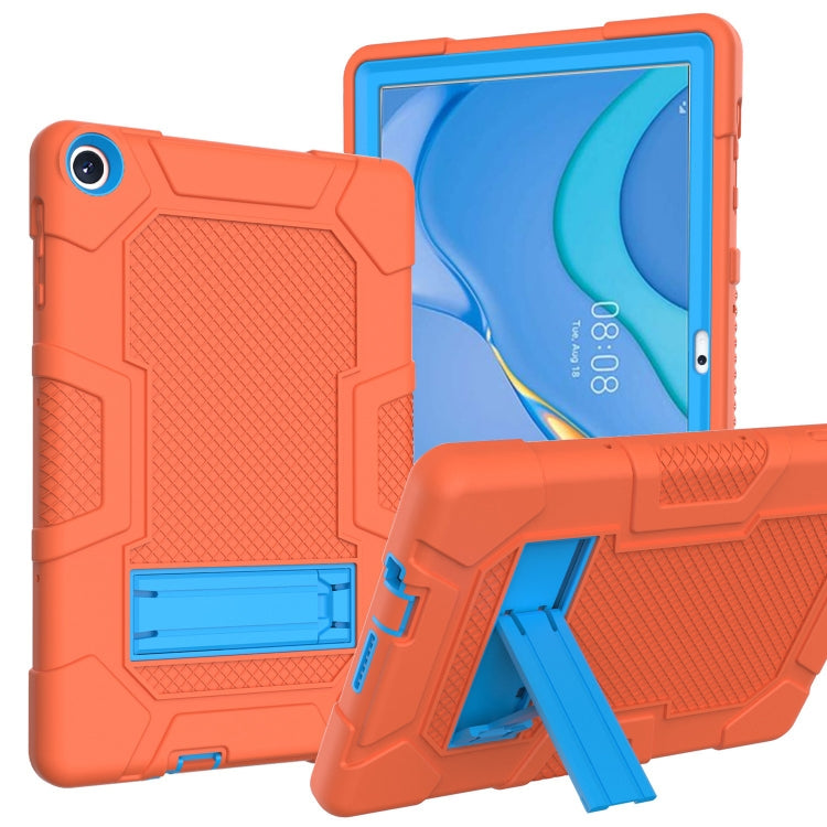 For Huawei MatePad T 10s / T10 Contrast Color Robot B3 Silicone Hybrid PC Tablet Case with Holder(Orange Blue) - Huawei by PMC TechLife | Online Shopping South Africa | PMC TechLife | Buy Now Pay Later Mobicred