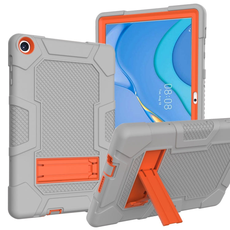 For Huawei MatePad T 10s / T10 Contrast Color Robot B3 Silicone Hybrid PC Tablet Case with Holder(Grey Orange) - free shipping - PMC TechLife - Order now!