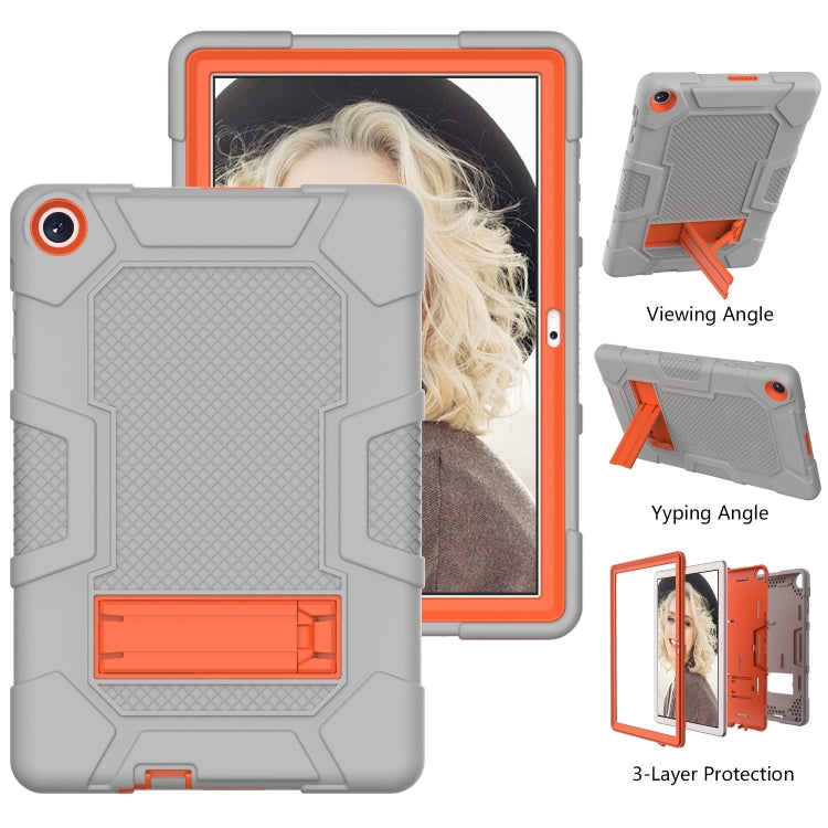 For Huawei MatePad T 10s / T10 Contrast Color Robot B3 Silicone Hybrid PC Tablet Case with Holder(Grey Orange) - free shipping - PMC TechLife - Order now!