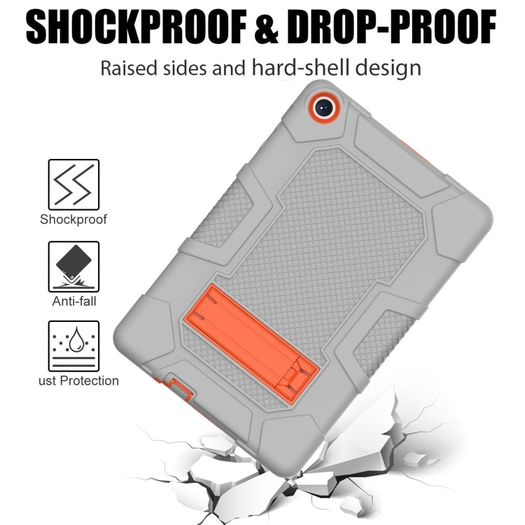 For Huawei MatePad T 10s / T10 Contrast Color Robot B3 Silicone Hybrid PC Tablet Case with Holder(Grey Orange) - free shipping - PMC TechLife - Order now!