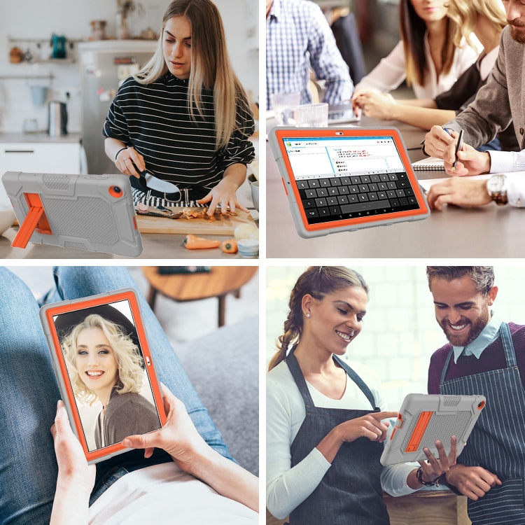 For Huawei MatePad T 10s / T10 Contrast Color Robot B3 Silicone Hybrid PC Tablet Case with Holder(Grey Orange) - free shipping - PMC TechLife - Order now!