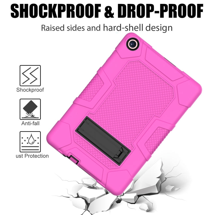 For Huawei MatePad T 10s / T10 Contrast Color Robot B3 Silicone Hybrid PC Tablet Case with Holder(Rose Red Black) - Huawei by PMC TechLife | Online Shopping South Africa | PMC TechLife | Buy Now Pay Later Mobicred