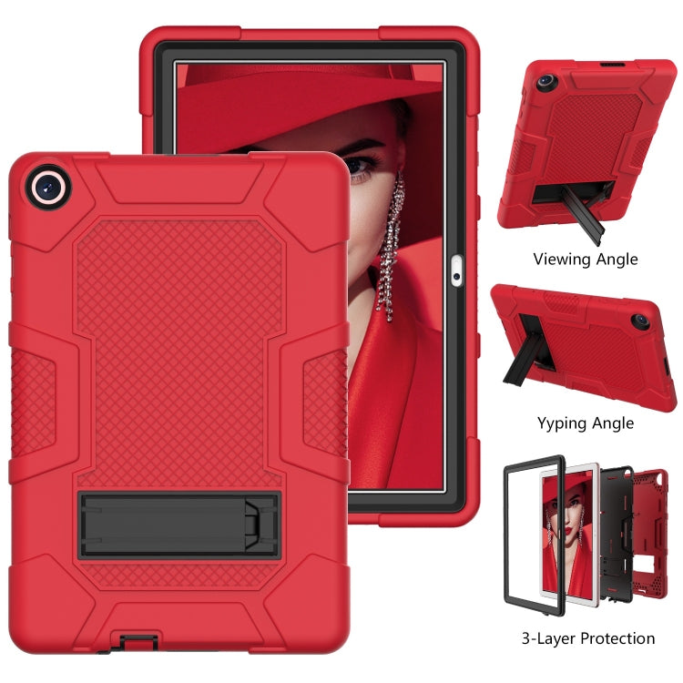 For Huawei MatePad T 10s / T10 Contrast Color Robot B3 Silicone Hybrid PC Tablet Case with Holder(Red Black) - Huawei by PMC TechLife | Online Shopping South Africa | PMC TechLife | Buy Now Pay Later Mobicred