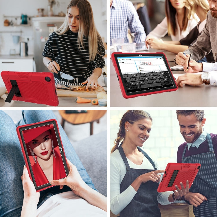 For Huawei MatePad T 10s / T10 Contrast Color Robot B3 Silicone Hybrid PC Tablet Case with Holder(Red Black) - Huawei by PMC TechLife | Online Shopping South Africa | PMC TechLife | Buy Now Pay Later Mobicred
