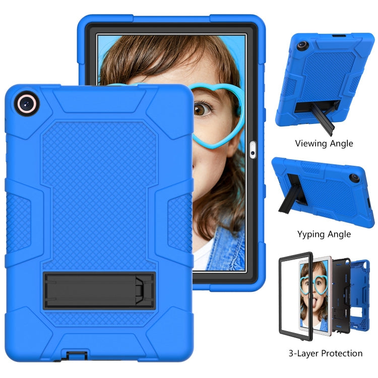 For Huawei MatePad T 10s / T10 Contrast Color Robot B3 Silicone Hybrid PC Tablet Case with Holder(Blue Black) - Huawei by PMC TechLife | Online Shopping South Africa | PMC TechLife | Buy Now Pay Later Mobicred