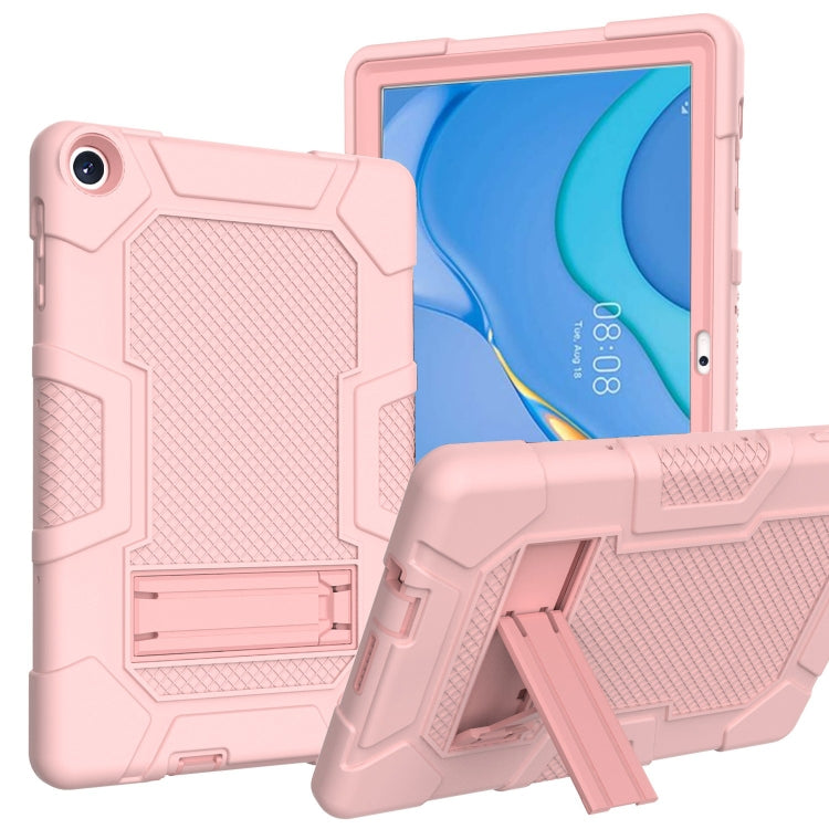 For Huawei MatePad T 10s / T10 Contrast Color Robot B3 Silicone Hybrid PC Tablet Case with Holder(Rose Gold) - Huawei by PMC TechLife | Online Shopping South Africa | PMC TechLife | Buy Now Pay Later Mobicred