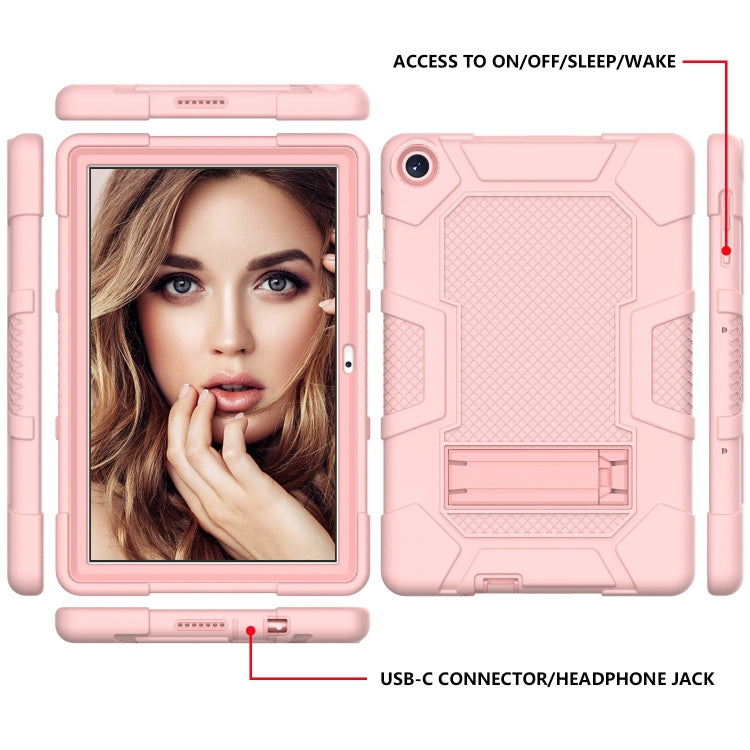 For Huawei MatePad T 10s / T10 Contrast Color Robot B3 Silicone Hybrid PC Tablet Case with Holder(Rose Gold) - Huawei by PMC TechLife | Online Shopping South Africa | PMC TechLife | Buy Now Pay Later Mobicred