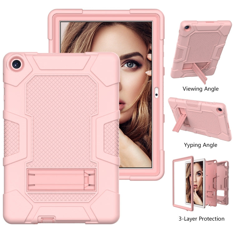 For Huawei MatePad T 10s / T10 Contrast Color Robot B3 Silicone Hybrid PC Tablet Case with Holder(Rose Gold) - Huawei by PMC TechLife | Online Shopping South Africa | PMC TechLife | Buy Now Pay Later Mobicred