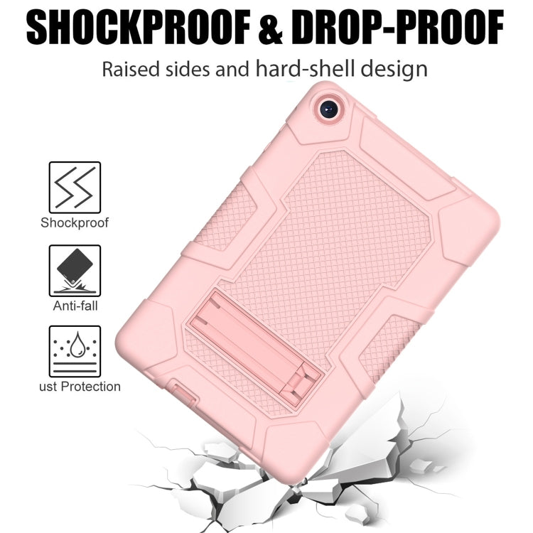 For Huawei MatePad T 10s / T10 Contrast Color Robot B3 Silicone Hybrid PC Tablet Case with Holder(Rose Gold) - Huawei by PMC TechLife | Online Shopping South Africa | PMC TechLife | Buy Now Pay Later Mobicred