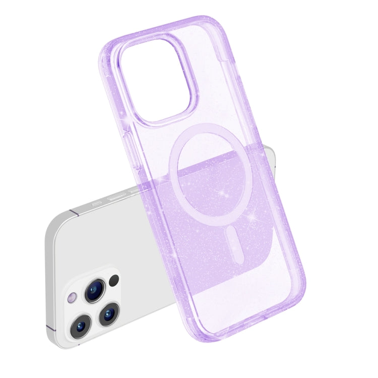 For iPhone 15 Pro Terminator Style Glitter Powder MagSafe Magnetic Phone Case(Purple) - iPhone 15 Pro Cases by PMC TechLife | Online Shopping South Africa | PMC TechLife
