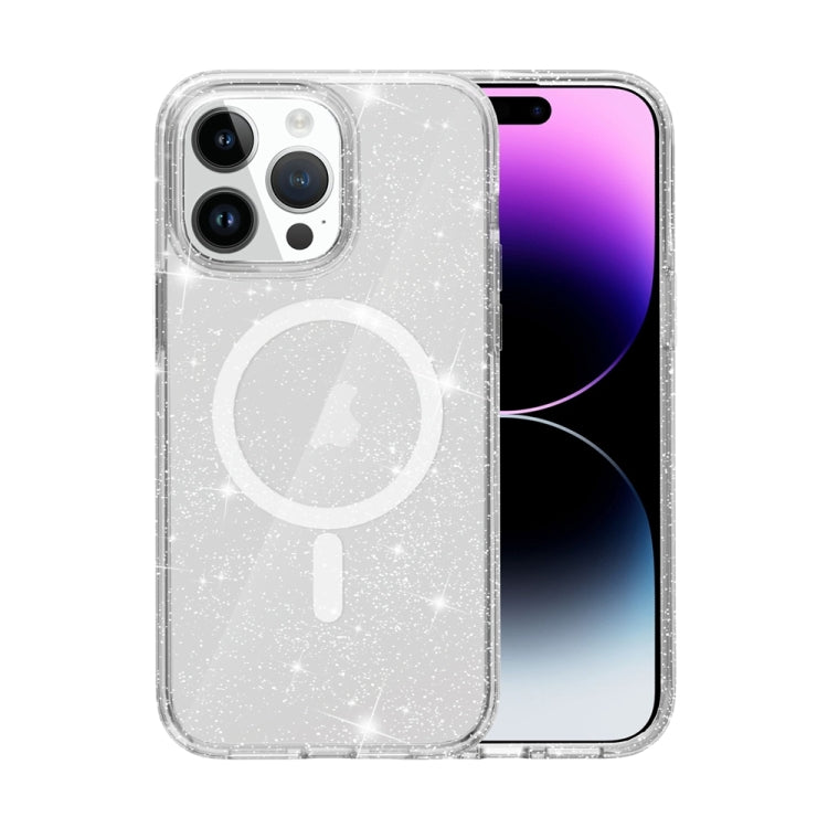 For iPhone 15 Pro Max Terminator Style Glitter Powder MagSafe Magnetic Phone Case(White) - iPhone 15 Pro Max Cases by PMC TechLife | Online Shopping South Africa | PMC TechLife