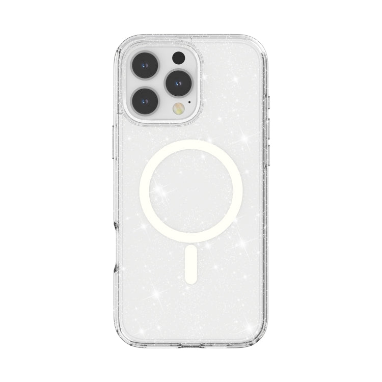 For iPhone 16 Pro Max Terminator Style Glitter Powder MagSafe Magnetic Phone Case(White) - iPhone 16 Pro Max Cases by PMC TechLife | Online Shopping South Africa | PMC TechLife | Buy Now Pay Later Mobicred