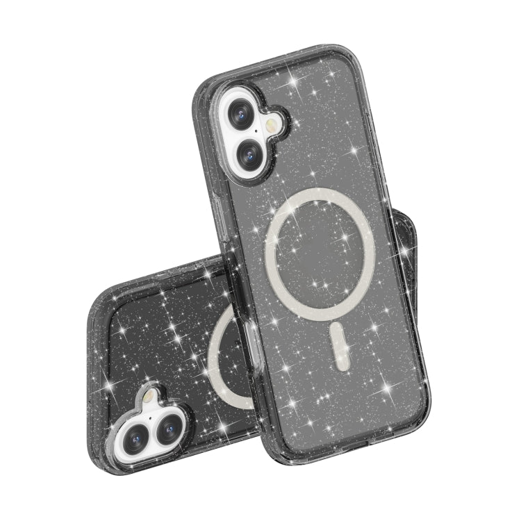 For iPhone 16 Plus Terminator Style Glitter Powder MagSafe Magnetic Phone Case(Black) - free shipping - PMC TechLife - Order now!