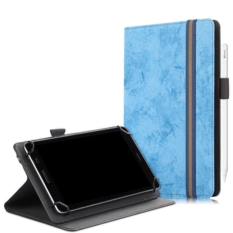 For 7-8 inch Marble Cloth Texture Horizontal Flip Universal Tablet PC Leather Case with Pen Slot & Holder(Sky Blue) - 8 inch by PMC TechLife | Online Shopping South Africa | PMC TechLife | Buy Now Pay Later Mobicred