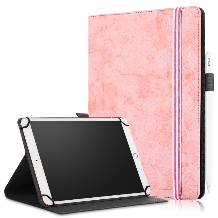For 9-11 inch Marble Cloth Texture Horizontal Flip Universal Tablet PC Leather Case with Pen Slot & Holder(Pink) - 10 - 11 inch by PMC TechLife | Online Shopping South Africa | PMC TechLife | Buy Now Pay Later Mobicred