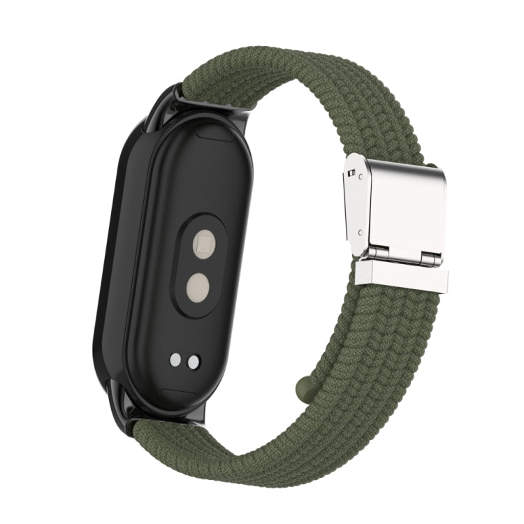 For Xiaomi Mi Band 8 / 8 NFC Metal Head + Nylon Braided Steel Buckle Watch Band(Dark Green) - Watch Bands by PMC TechLife | Online Shopping South Africa | PMC TechLife