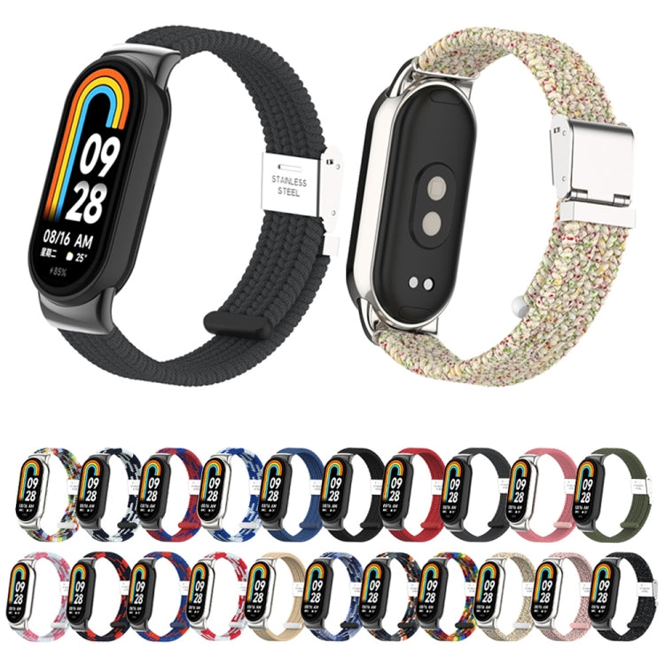 For Xiaomi Mi Band 8 / 8 NFC Metal Head + Nylon Braided Steel Buckle Watch Band(Dark Green) - Watch Bands by PMC TechLife | Online Shopping South Africa | PMC TechLife