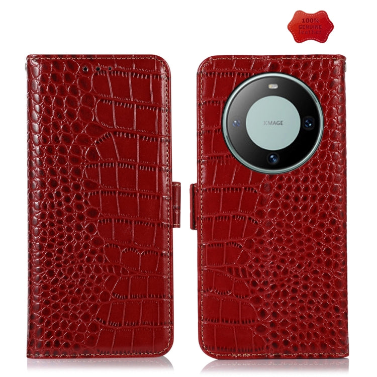 For Huawei Mate 60 Crocodile Top Layer Cowhide Leather Phone Case(Red) - Huawei Cases by PMC TechLife | Online Shopping South Africa | PMC TechLife | Buy Now Pay Later Mobicred