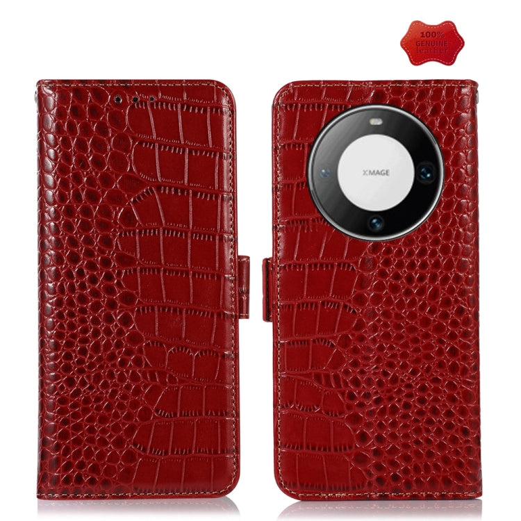 For Huawei Mate 60 Pro Crocodile Top Layer Cowhide Leather Phone Case(Red) - Huawei Cases by PMC TechLife | Online Shopping South Africa | PMC TechLife | Buy Now Pay Later Mobicred