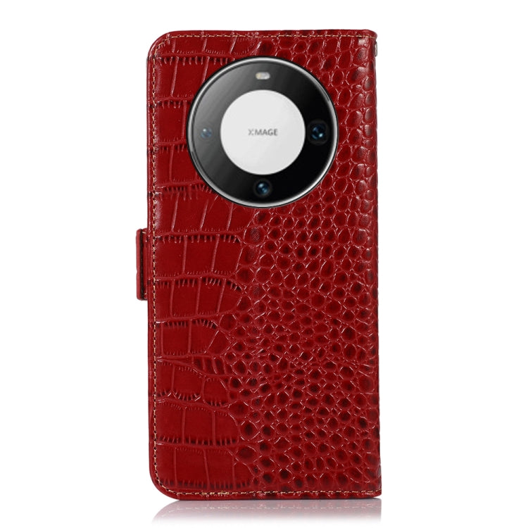 For Huawei Mate 60 Pro Crocodile Top Layer Cowhide Leather Phone Case(Red) - Huawei Cases by PMC TechLife | Online Shopping South Africa | PMC TechLife | Buy Now Pay Later Mobicred