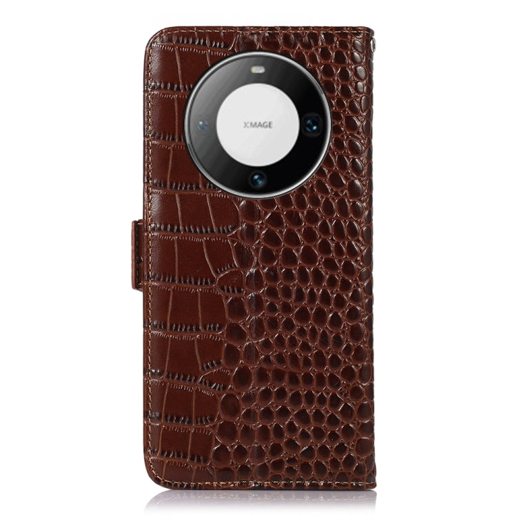 For Huawei Mate 60 Pro Crocodile Top Layer Cowhide Leather Phone Case(Brown) - Huawei Cases by PMC TechLife | Online Shopping South Africa | PMC TechLife | Buy Now Pay Later Mobicred