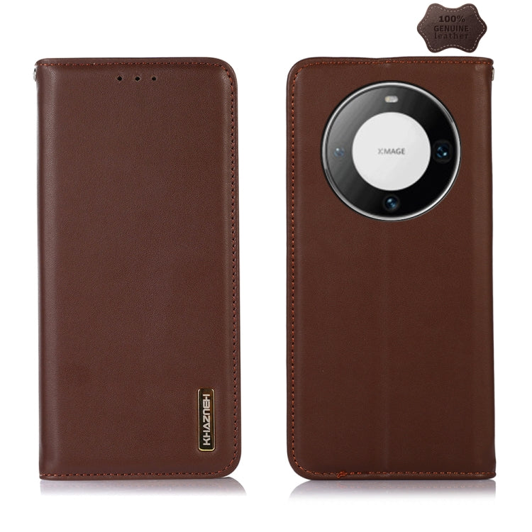 For Huawei Mate 60 Pro KHAZNEH Nappa Top Layer Cowhide Leather Phone Case(Brown) - Huawei Cases by PMC TechLife | Online Shopping South Africa | PMC TechLife | Buy Now Pay Later Mobicred