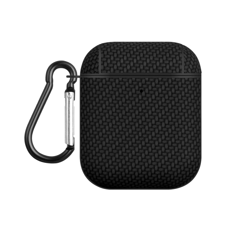 For AirPods 1 / 2 Woven Skin Texture PC TWS Earphone Protective Case(Black) - For AirPods 1/2 by PMC Jewellery | Online Shopping South Africa | PMC Jewellery | Buy Now Pay Later Mobicred