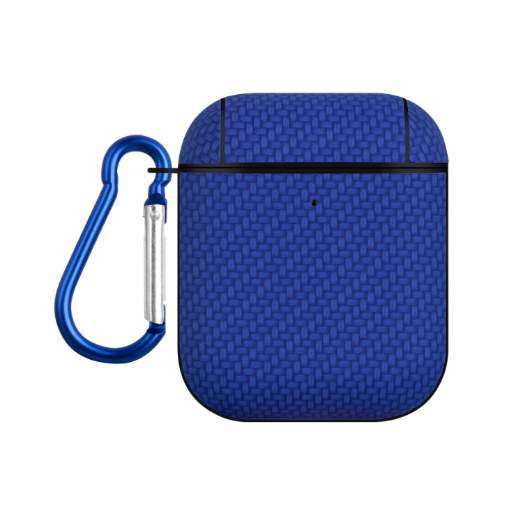 For AirPods 1 / 2 Woven Skin Texture PC TWS Earphone Protective Case(Blue) - For AirPods 1/2 by PMC Jewellery | Online Shopping South Africa | PMC Jewellery | Buy Now Pay Later Mobicred