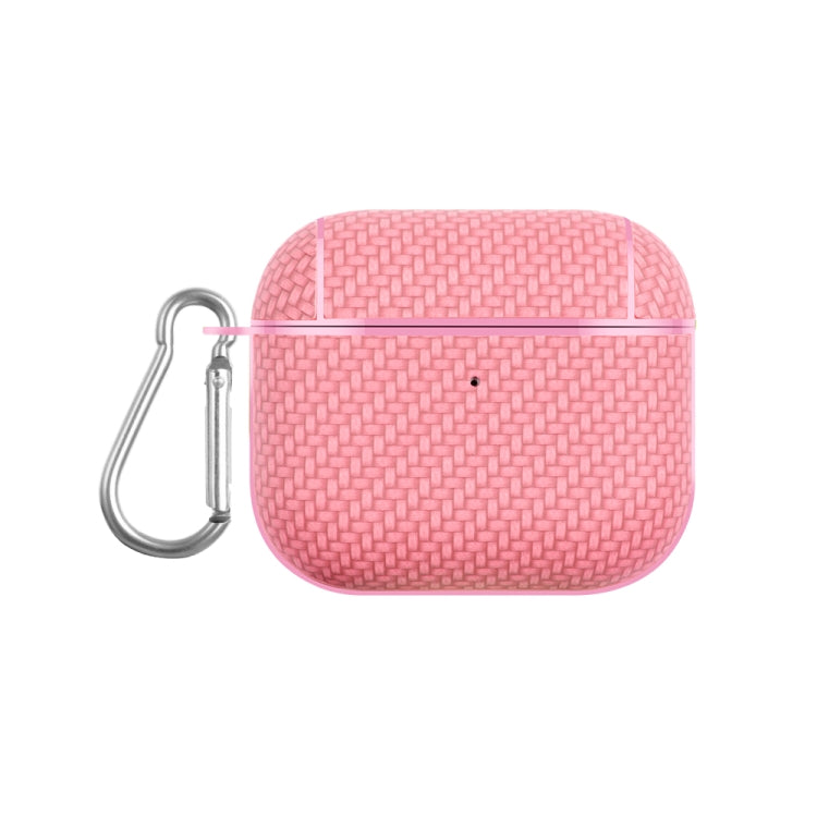 For AirPods 3 Woven Skin Texture PC TWS Earphone Protective Case(Pink) - For AirPods 3 by PMC Jewellery | Online Shopping South Africa | PMC Jewellery | Buy Now Pay Later Mobicred