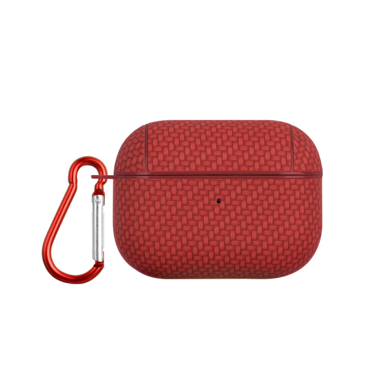 For AirPods Pro Woven Skin Texture PC TWS Earphone Protective Case(Red) - For AirPods Pro by PMC Jewellery | Online Shopping South Africa | PMC Jewellery | Buy Now Pay Later Mobicred
