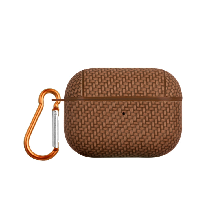 For AirPods Pro Woven Skin Texture PC TWS Earphone Protective Case(Brown) - For AirPods Pro by PMC Jewellery | Online Shopping South Africa | PMC Jewellery | Buy Now Pay Later Mobicred