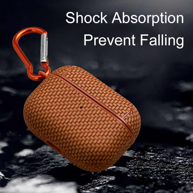 For AirPods Pro Woven Skin Texture PC TWS Earphone Protective Case(Brown) - For AirPods Pro by PMC Jewellery | Online Shopping South Africa | PMC Jewellery | Buy Now Pay Later Mobicred
