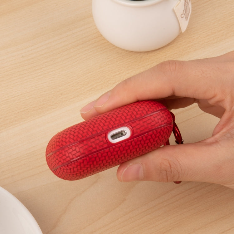 For AirPods 1 / 2 Woven Skin Texture PC TWS Earphone Protective Case(Red) - For AirPods 1/2 by PMC Jewellery | Online Shopping South Africa | PMC Jewellery | Buy Now Pay Later Mobicred