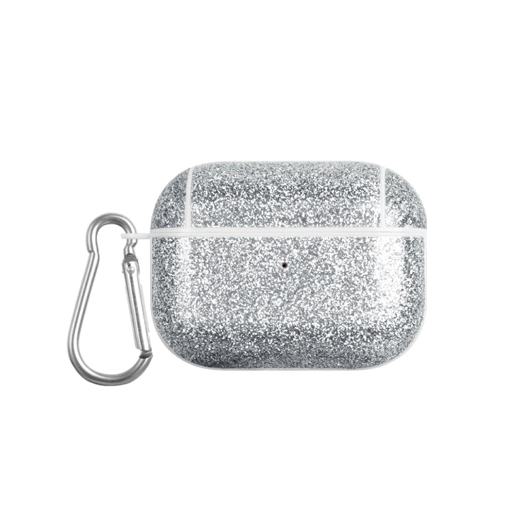 For AirPods Pro Glitter Powder Skin Texture PC TWS Earphone Case(Silver) - For AirPods Pro by PMC Jewellery | Online Shopping South Africa | PMC Jewellery | Buy Now Pay Later Mobicred