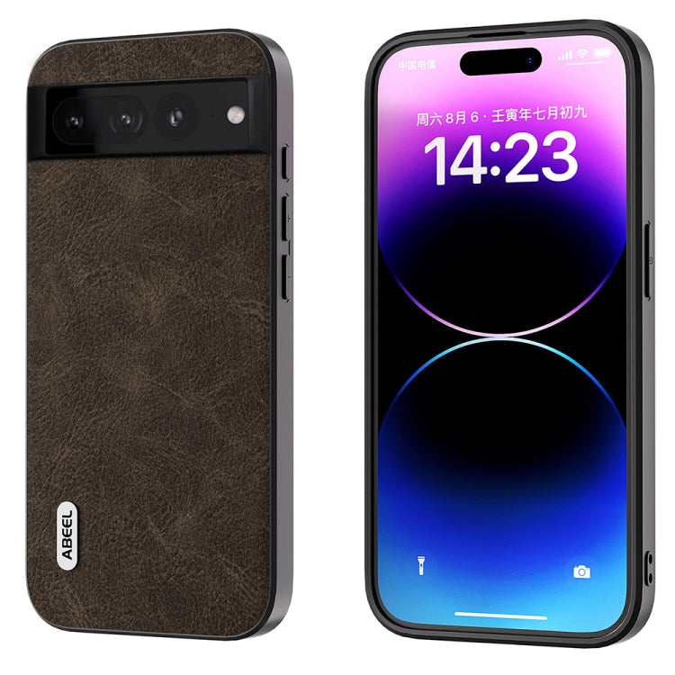 For Google Pixel 8 ABEEL Dream Litchi Texture PU Phone Case(Khaki) - Google Cases by PMC TechLife | Online Shopping South Africa | PMC TechLife
