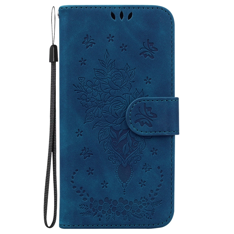 For Motorola Moto G Power 5G 2024 Butterfly Rose Embossed Leather Phone Case(Blue) - Motorola Cases by PMC Jewellery | Online Shopping South Africa | PMC Jewellery | Buy Now Pay Later Mobicred
